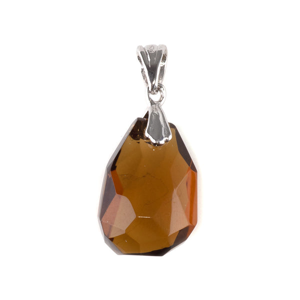 Whiskey Quartz 10x18-13x21mm Faceted Nugget Pendant with .925 Sterling Silver Bail