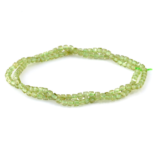 Peridot 3mm Table Cut Cube A Grade Bead - 15-16 Inch