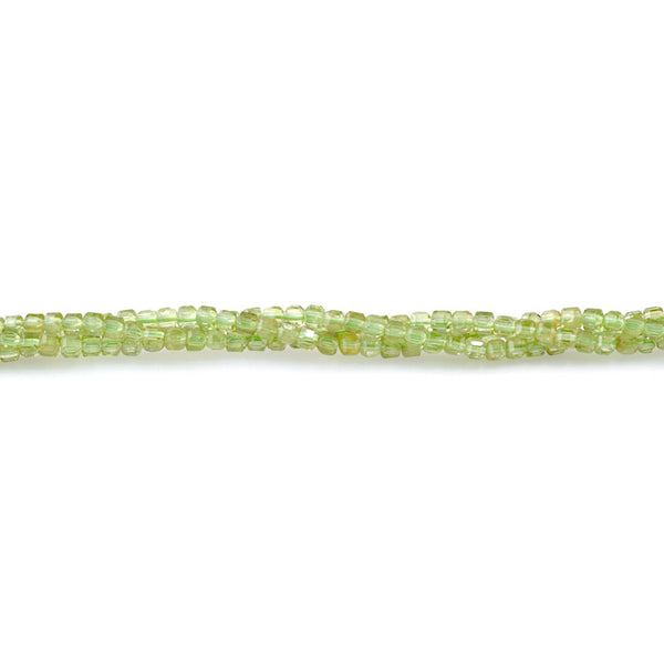 Peridot 3mm Table Cut Cube A Grade Bead - 15-16 Inch