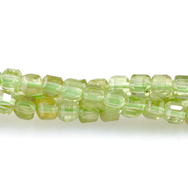Peridot 3mm Table Cut Cube A Grade Bead - 15-16 Inch