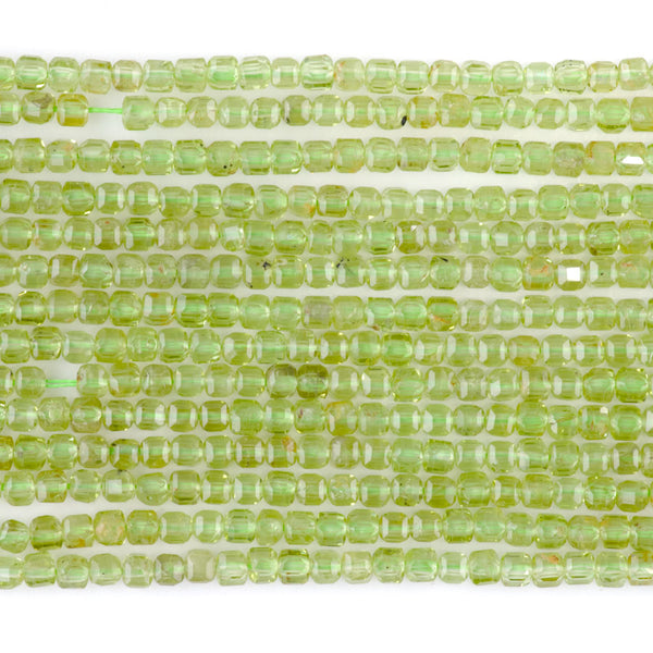 Peridot 3mm Table Cut Cube A Grade Bead - 15-16 Inch