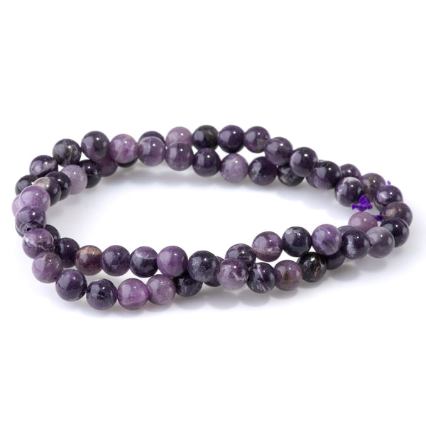 Purple Fluorite 6mm Round A Grade- 15-16 Inch