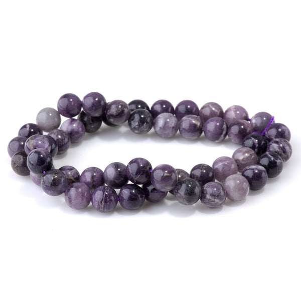 Purple Fluorite 8mm Round A Grade- 15-16 Inch