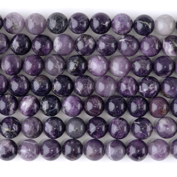 Purple Fluorite 8mm Round A Grade- 15-16 Inch