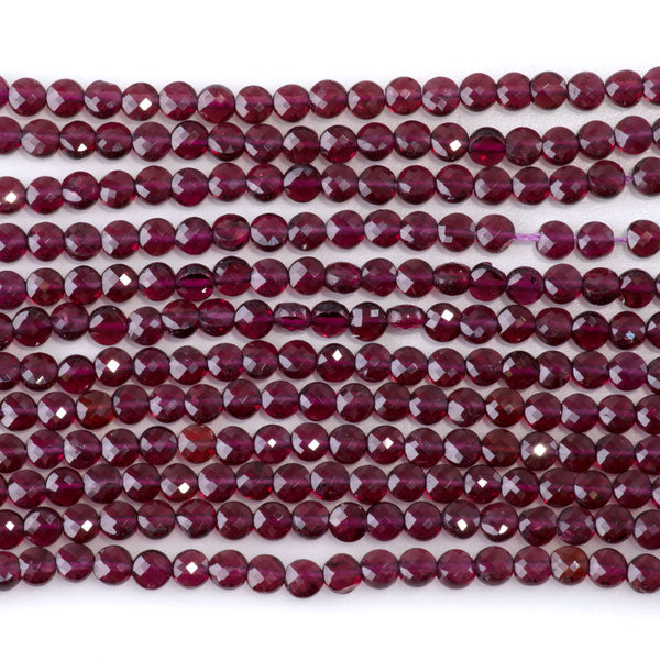 Purple Garnet 4mm Faceted Coin - 15-16 Inch