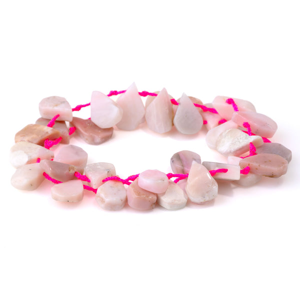 Pink Opal 9x13-12x16mm Top Drill Irregular Flat Drop - 15-16 Inch - CLEARANCE
