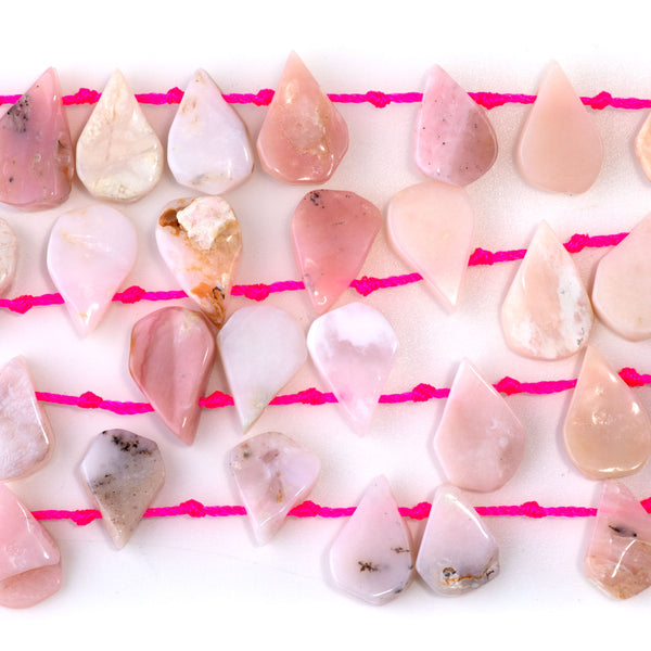 Pink Opal 9x13-12x16mm Top Drill Irregular Flat Drop - 15-16 Inch - CLEARANCE