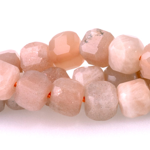 Peach Moonstone 5mm Table Cut Cube Bead - 15-16 Inch