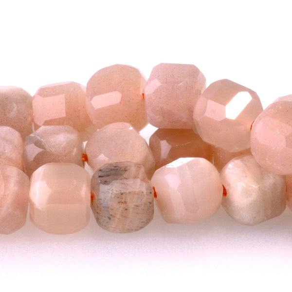 Peach Moonstone 6mm Table Cut Cube Bead - 15-16 Inch