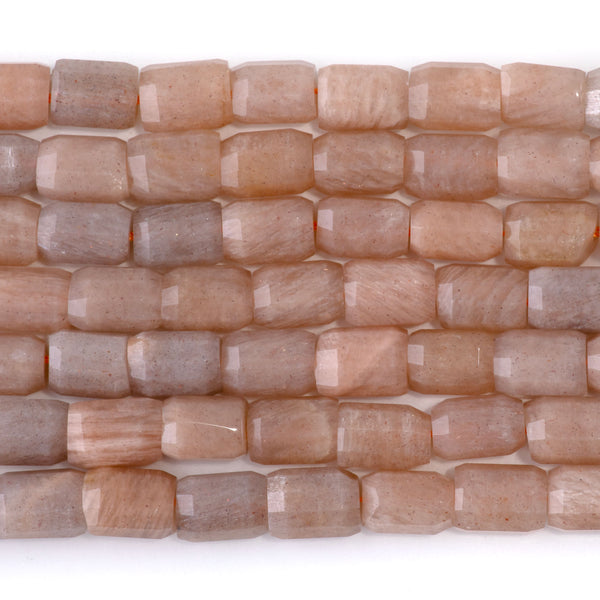 Peach Moonstone 7x10mm Faceted Tube - 15-16 Inch
