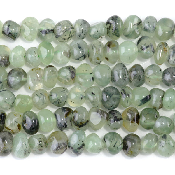 Prehnite 8x10-9x13mm Side Drilled Pebble - 15-16 Inch