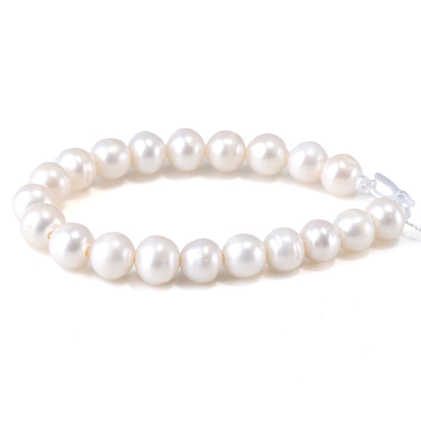 Freshwater Pearl 10-11mm White Potato Large Hole Beads - 8 Inch