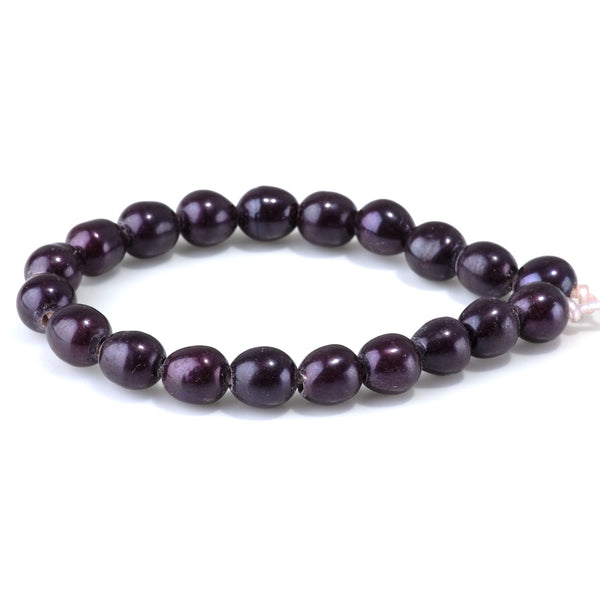 Freshwater Pearl 10-12mm Purple Rice Large Hole Beads - 8 Inch