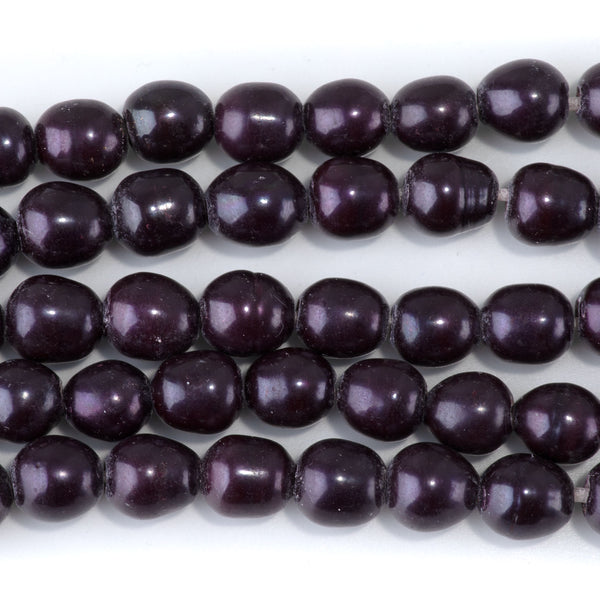 Freshwater Pearl 10-12mm Purple Rice Large Hole Beads - 8 Inch