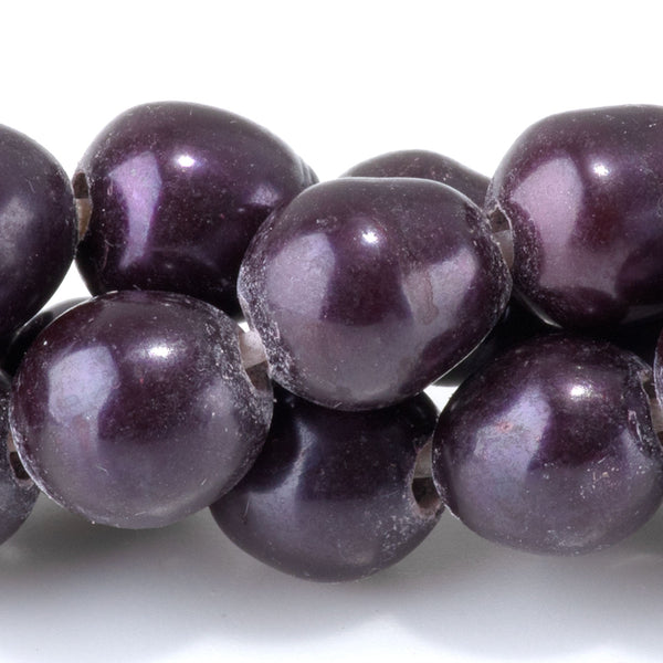 Freshwater Pearl 10-12mm Purple Rice Large Hole Beads - 8 Inch