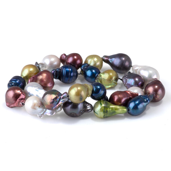 Freshwater Pearl 10-12x10-15mm 5 Color Mix Baroque Beads - 15-16 Inch