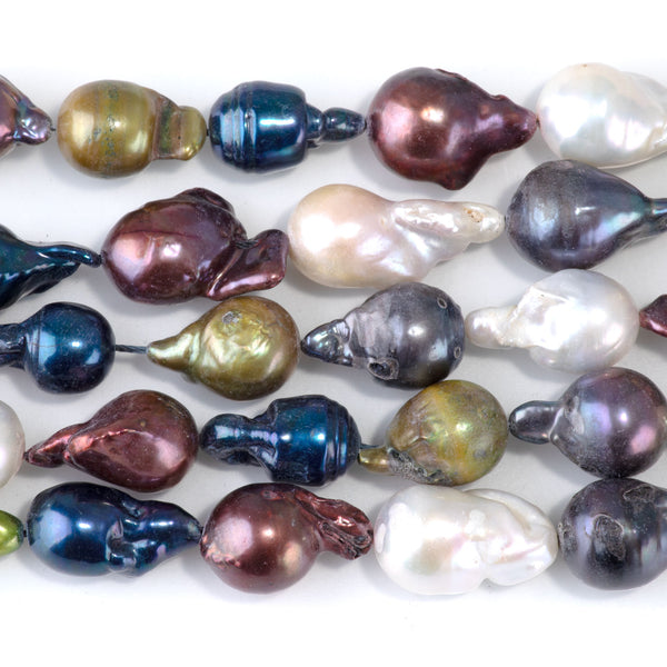 Freshwater Pearl 10-12x10-15mm 5 Color Mix Baroque Beads - 15-16 Inch