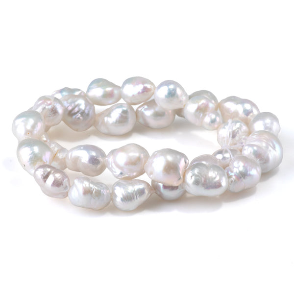 Freshwater Pearl 10-13x12-17mm White Semi Baroque Beads - 15-16 Inch