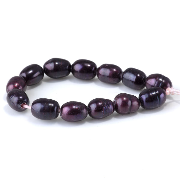 Freshwater Pearl 11-12x14-15mm Purple Rice Large Hole Beads - 8 Inch