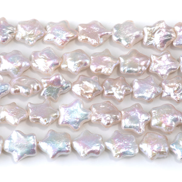 Freshwater Pearl 11x13mm White Star Beads - 15-16 Inch