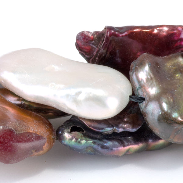 Freshwater Pearl 12-15x20-25mm Multi Color Flat Baroque Beads - 15-16 Inch