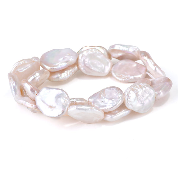 Freshwater Pearl 15-17x18-22mm Pale Pink Flat Oval Beads - 15-16 Inch