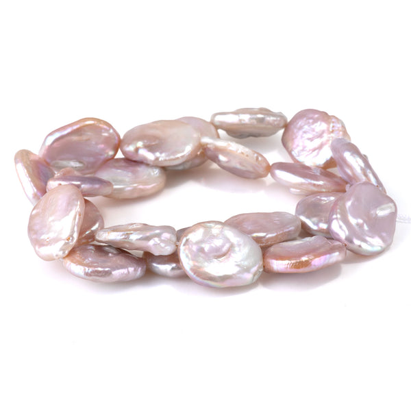 Freshwater Pearl 15-17x18-22mm Pale Purple Flat Oval Beads - 15-16 Inch