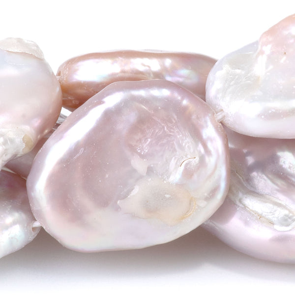 Freshwater Pearl 15-17x18-22mm Pale Purple Flat Oval Beads - 15-16 Inch