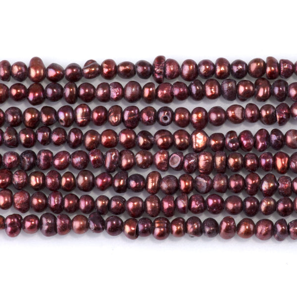 Freshwater Pearl 2-2.5mm Burgundy Potato Beads - 15-16 Inch