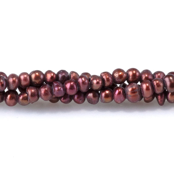 Freshwater Pearl 2-2.5mm Burgundy Potato Beads - 15-16 Inch