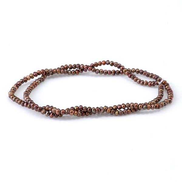 Freshwater Pearl 2.5-3mm Brown Potato Beads - 15-16 Inch