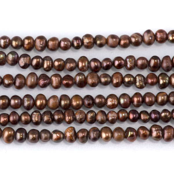 Freshwater Pearl 2.5-3mm Brown Potato Beads - 15-16 Inch