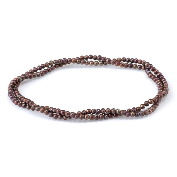 Freshwater Pearl 2.5-3mm Dark Brown Potato Beads - 15-16 Inch