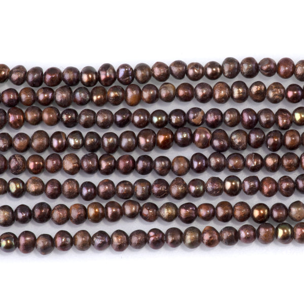 Freshwater Pearl 2.5-3mm Dark Brown Potato Beads - 15-16 Inch