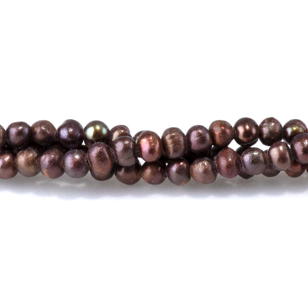 Freshwater Pearl 2.5-3mm Dark Brown Potato Beads - 15-16 Inch