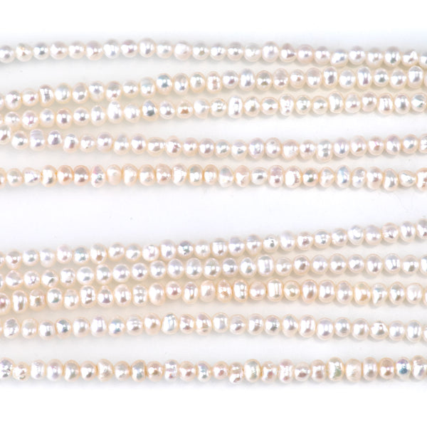 Freshwater Pearl 3-4mm White Potato Beads - 15-16 Inch