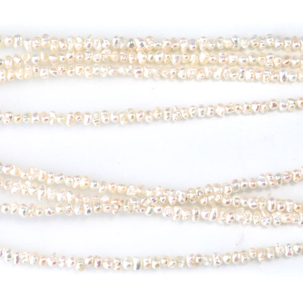 Freshwater Pearl 3mm White Cispy Potato Beads - 15-16 Inch