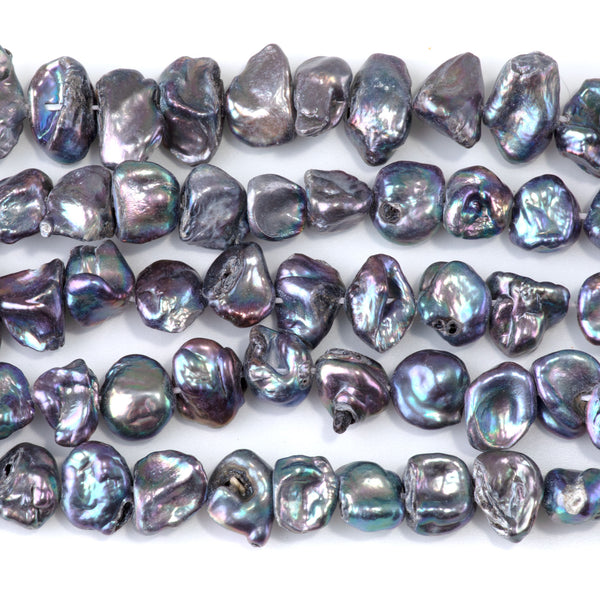 Freshwater Pearl 4-6x10-14mm Silver Keshi Beads - 15-16 Inch
