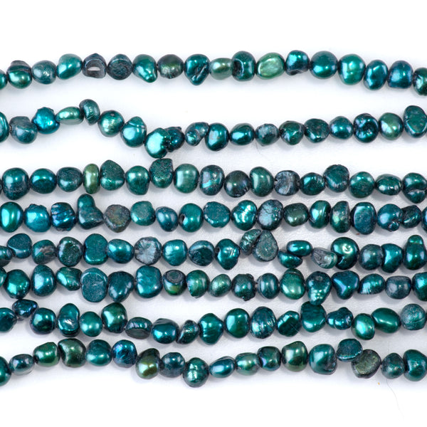 SPECIAL PRICE Freshwater Pearl 4-5mm Teal Irregular Button Beads - 15-16 Inch