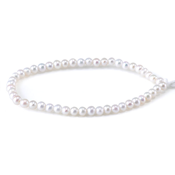 Freshwater Pearl 4-5mm White Potato Large Hole Beads - 8 Inch