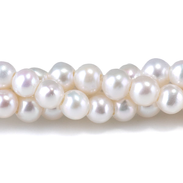 Freshwater Pearl 4-5mm White Potato Large Hole Beads - 8 Inch