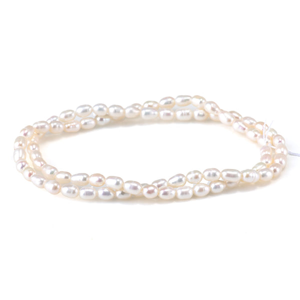 Freshwater Pearl 4-5mm White Rice Beads - 15-16 Inch