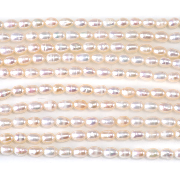 Freshwater Pearl 4-5mm White Rice Beads - 15-16 Inch