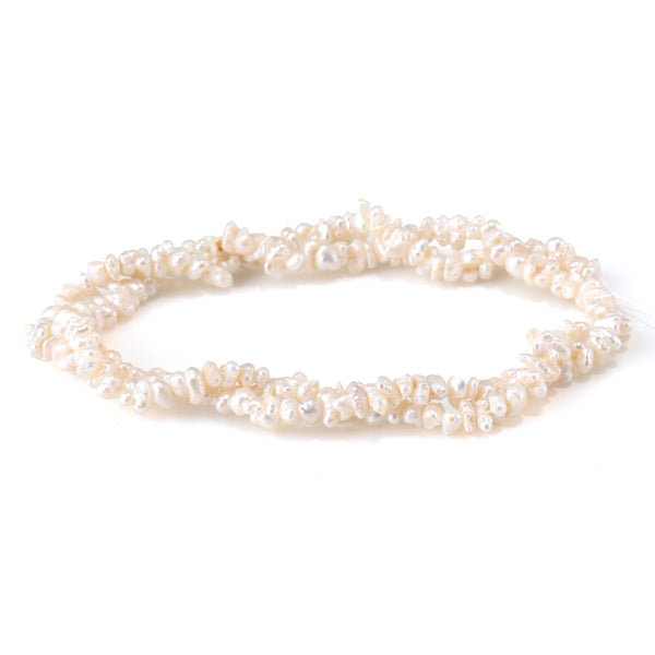 Freshwater Pearl 4mm White Crispy Chip Beads - 15-16 Inch