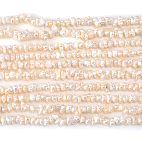 Freshwater Pearl 4mm White Crispy Chip Beads - 15-16 Inch