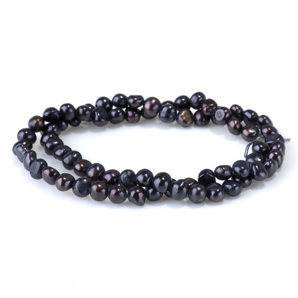Freshwater Pearl 5-6mm Dark Blue Potato Beads - 15-16 Inch