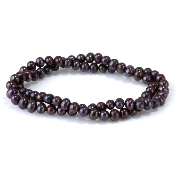 Freshwater Pearl 5-6mm Dark Brown Potato Beads - 15-16 Inch