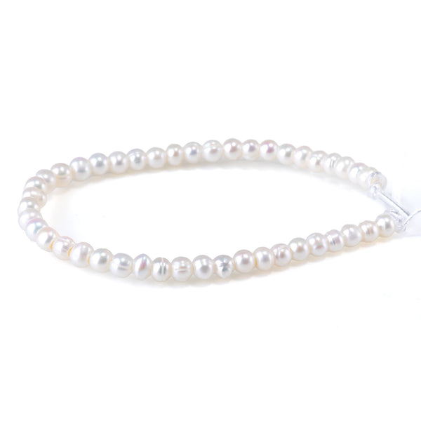 Freshwater Pearl 5-6mm White Potato Large Hole Beads - 8 Inch