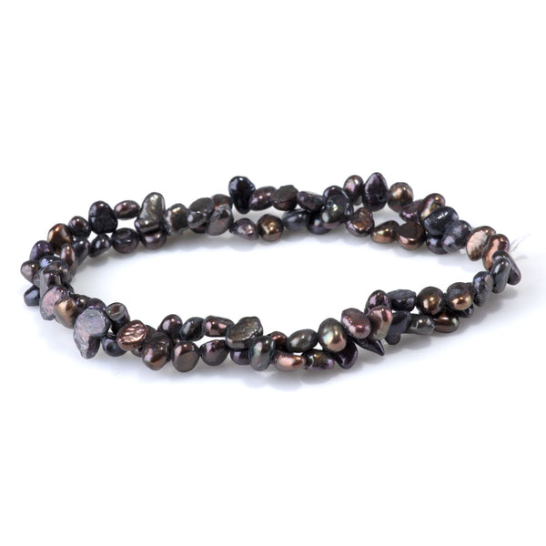 SPECIAL PRICE Freshwater Pearl 5-7mm Peacock Irregular Button Beads - 15-16 Inch