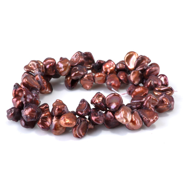 Freshwater Pearl 6-10mm Copper Top Drill Keshi Beads - 15-16 Inch